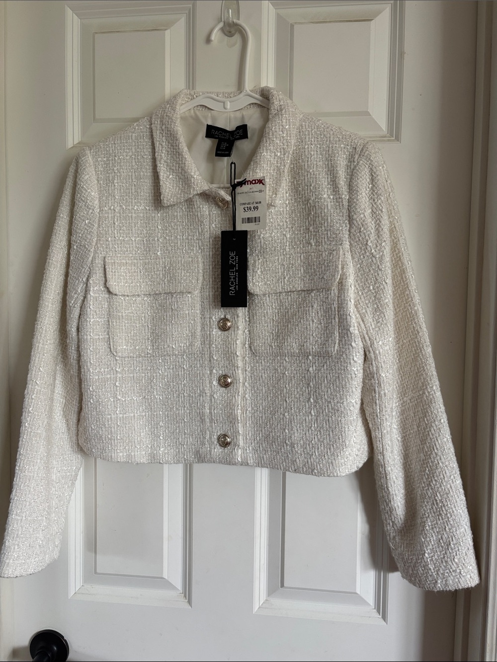 Rachel Zoe Ivory Bouclé Cropped Blazer